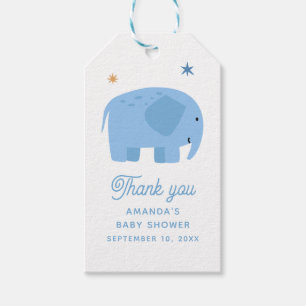 Etiqueta Para Presente Chuva de Bênçãos do Elefante Azul - Obrigado Fof