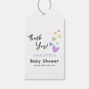 Etiqueta Para Presente Chuva de Corações Coloridos para Baby Shower