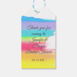 Etiqueta Para Presente Chuva de Cores Elegante para Chá de Noiva Personal