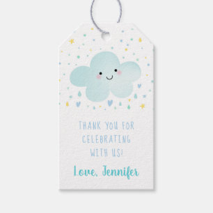 Etiqueta Para Presente Chuva de Estrelas Azul Fofo Aniversário de Bebê