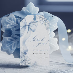 Etiqueta Para Presente Chuva de Flocos de Neve Azul Baby Shower