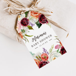 Etiqueta Para Presente Chuva de Flores Boho de Outono Chá de Bebê Persona