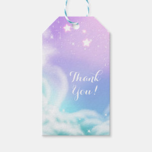 Etiqueta Para Presente Chuva de Ideias Roxo Rosa Brilho Nuvens Baby Showe