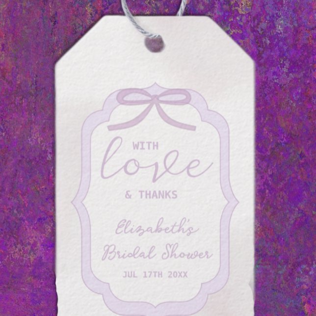 Etiqueta Para Presente Chuva de Noiva Aquarela com Laço Roxo (Criador carregado)