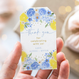Etiqueta Para Presente Chuva de Noiva Blue Floral Lemon Main Squeeze
