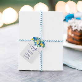 Etiqueta Para Presente Chuva de noiva em aquarela floral de limões amarel