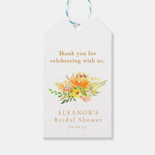 Etiqueta Para Presente Chuva de Noiva Floral Amarela Personalizada em Aqu