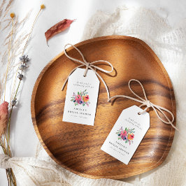 Etiqueta Para Presente Chuva de Noiva Floral Colorida Personalizada em Aq