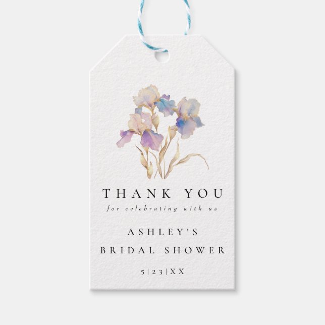 Etiqueta Para Presente Chuva de Noiva Floral Íris Elegante (Frente)