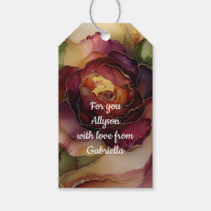 Etiqueta Para Presente Chuva de Noiva Floral Rosa Dourada Vermelha Borgon