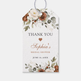 Etiqueta Para Presente Chuva de Noiva Floral Rust Creme Dourado