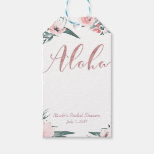 Etiqueta Para Presente Chuva de Noiva Floral Tropical de Verão Rosa Aloha