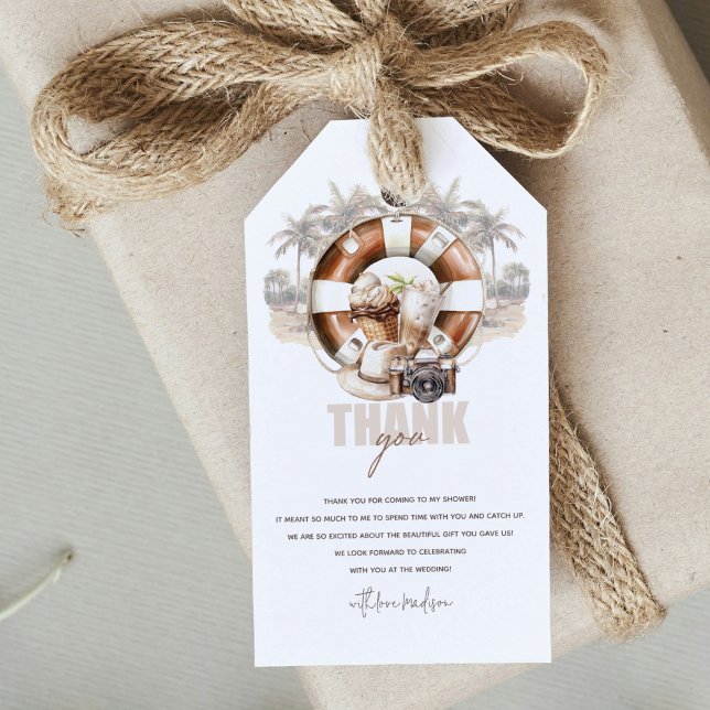 Etiqueta Para Presente Chuva de Noiva na Praia Personalizado (Criador carregado)