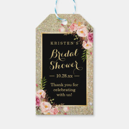 Etiqueta Para Presente Chuva de Presentes de Noiva Obrigada Brilho Dourad