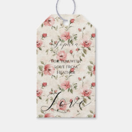 Etiqueta Para Presente Chuva de Rosas Cor-de-Rosa Amor Floral Chá de Noiv