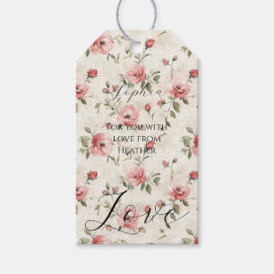 Etiqueta Para Presente Chuva de Rosas Cor-de-Rosa Amor Floral Chá de Noiv