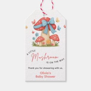 Etiqueta Para Presente Chuva Floral Azul Um Pequeno Cogumelo Baby Shower