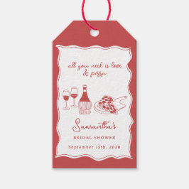 Etiqueta Para Presente Chuva Vermelha Desenhada à Mão Pizza Italiana Vinh