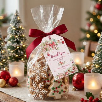 Etiqueta Para Presente Chuveirinho de Bebê Arco de Natal Alegre Obrigado