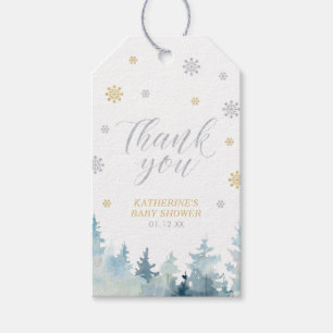 Etiqueta Para Presente Chuveiro de Bebê Tema Natal de Inverno Dourado Fav