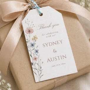Etiqueta Para Presente Chuveiro de Casais de Flores Silvestres Elegantes 