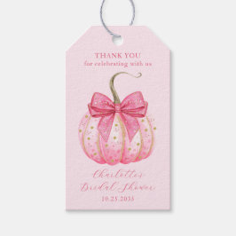 Etiqueta Para Presente Chuveiro de Noiva de Halloween Abóbora Rosa Obriga