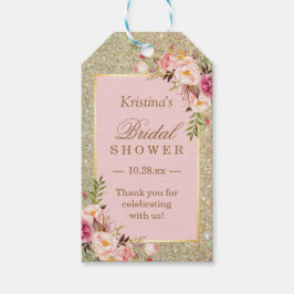 Etiqueta Para Presente Chuveiro Nupcial Obrigada Brilho Dourado Floral Ro