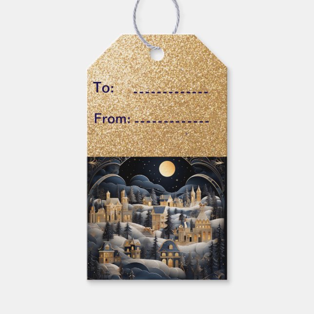 Etiqueta Para Presente Cidade de Natal no inverno (Frente)