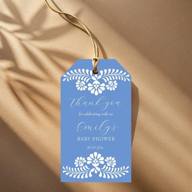 Etiqueta Para Presente Cielito lindo azul poeirento baby shower mexicano (Cielito lindo dusty blue Mexican baby shower favors personalized name  Gift Tags)