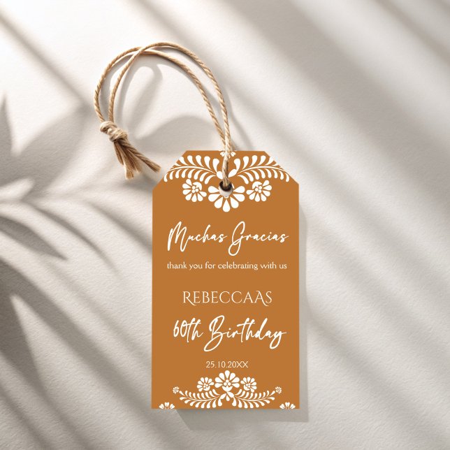 Etiqueta Para Presente Cielito lindo terracotta talavera 60º aniversário (Cielito lindo terracotta talavera 60th birthday personalized favor gift tags thank you gift tags)