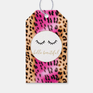 Etiqueta Para Presente Cílios Pretos Creme Rosa Leopardo