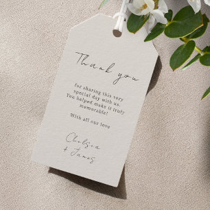Etiqueta Para Presente Cinza   Casamento Chic Script Obrigado