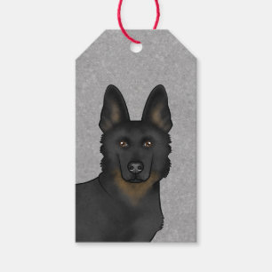 Etiqueta Para Presente Cinza da Cabeça de Cachorro German shepherd B-Pret