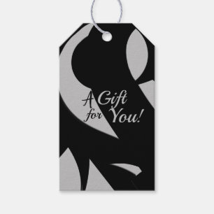 Etiqueta Para Presente Cinza de Arte Moderna Incrível / Preto