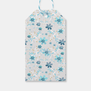 Etiqueta Para Presente Cinza floral, retrô, cinza, azul