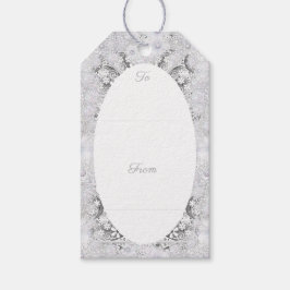 Etiqueta Para Presente Cinzas de rendas cerâmicas e flocos de neve