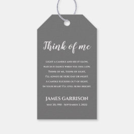 Etiqueta Para Presente Cinzas pensam em mim celebrando a Vela da Vida