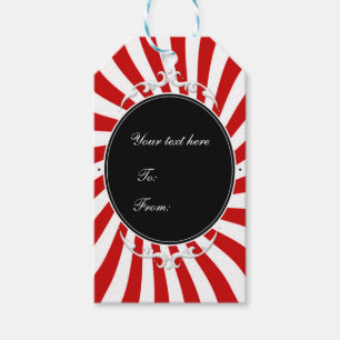 Etiqueta Para Presente Circo lunático vermelho & branco do carnaval das