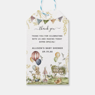 Etiqueta Para Presente Circo Woodland   Chá de fraldas Obrigado