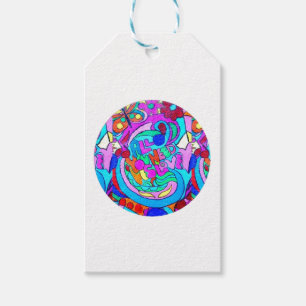 Etiqueta Para Presente círculo groovy do amor do hippie