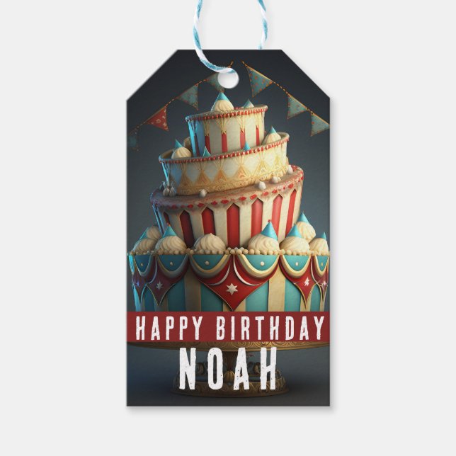 Etiqueta Para Presente Circus temed Birthday (Frente)