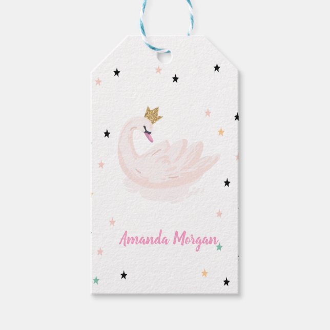 Etiqueta Para Presente Cisne Chic, Estrelas, Princesa  (Frente)