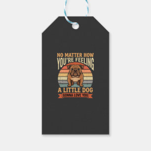 Etiqueta Para Presente Citação de Amor de Bulldog Engraçado Cão Retro