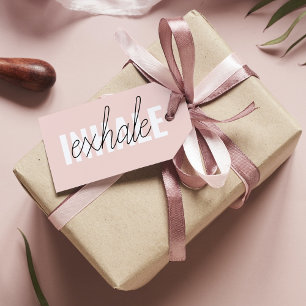 Etiqueta Para Presente Citação Moderna do Pastel Pink Inhale