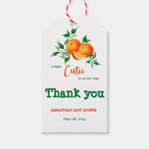 Etiqueta Para Presente Citrus Little Cutie Greenery Chá de fraldas Laranj