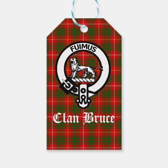 Etiqueta Para Presente Clan Bruce Crest Crachá e Tartan Personalizado (Frente)