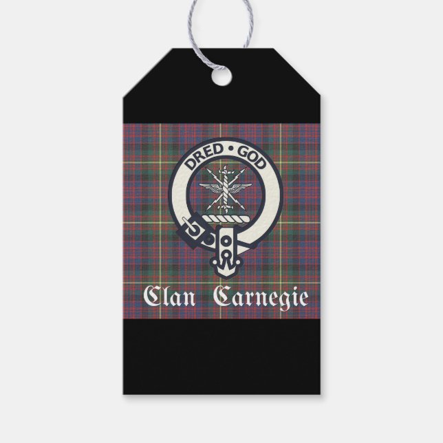 Etiqueta Para Presente Clan Carnegie Crest Tartan (Frente)