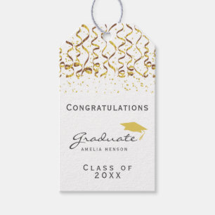 Etiqueta Para Presente Classe Dourada de Confetti de Graduação 2025