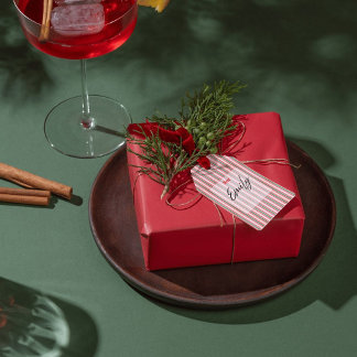 Etiqueta Para Presente Classic Christmas Green Red Stripes