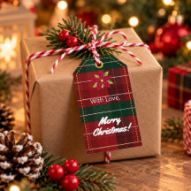 Classic Christmas Plaid Gift Tag